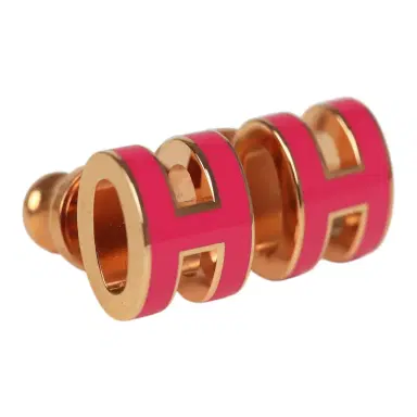 HERMÈS Hermes Mini Pop H Earrings Pink Enamel Lacquer Rose Gold Hardware | Thumbnail 4 HERMÈS Hermes Mini Pop H Earrings Pink Enamel Lacquer Rose Gold Hardware | Thumbnail 4