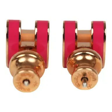 HERMÈS Hermes Mini Pop H Earrings Pink Enamel Lacquer Rose Gold Hardware | Thumbnail 5 HERMÈS Hermes Mini Pop H Earrings Pink Enamel Lacquer Rose Gold Hardware | Thumbnail 5
