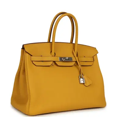 HERMÈS Pre-owned Hermes Birkin 35 Jaune Ambre Togo Palladium Hardware | Thumbnail 2