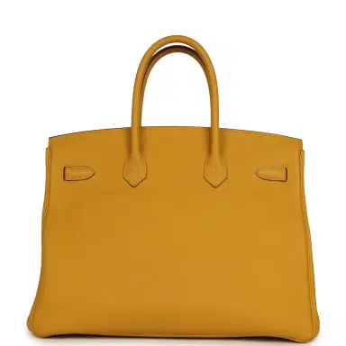 HERMÈS Pre-owned Hermes Birkin 35 Jaune Ambre Togo Palladium Hardware | Thumbnail 4