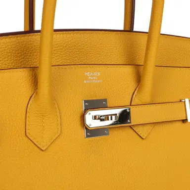HERMÈS Pre-owned Hermes Birkin 35 Jaune Ambre Togo Palladium Hardware | Thumbnail 7