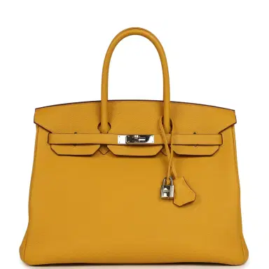 HERMÈS Pre-owned Hermes Birkin 35 Jaune Ambre Togo Palladium Hardware | Thumbnail 1