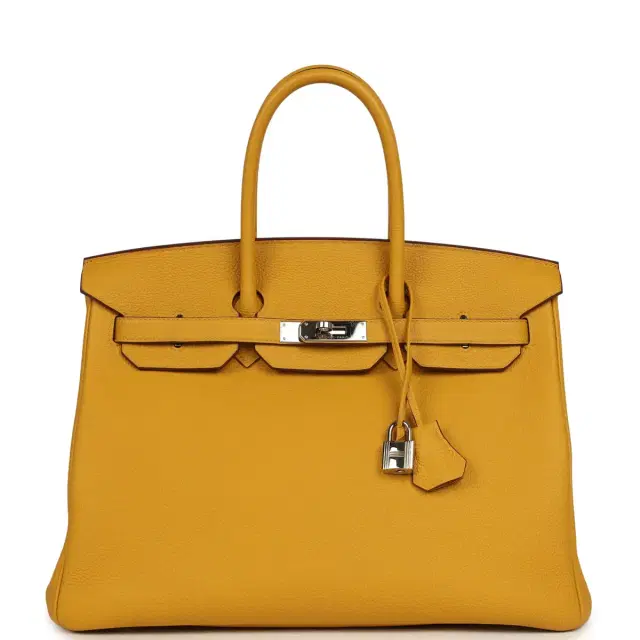 hermes Pre-owned Hermes Birkin 35 Jaune Ambre Togo Palladium Hardware