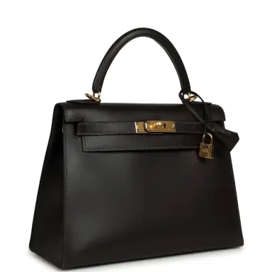 HERMÈS Vintage Hermes Kelly Sellier 28 Ebene Chamonix Gold Hardware | Thumbnail 2