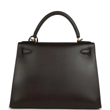 HERMÈS Vintage Hermes Kelly Sellier 28 Ebene Chamonix Gold Hardware | Thumbnail 4