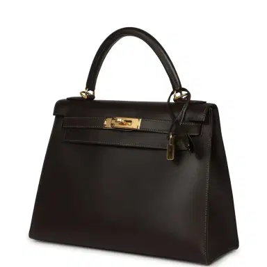 HERMÈS Vintage Hermes Kelly Sellier 28 Ebene Chamonix Gold Hardware | Thumbnail 5