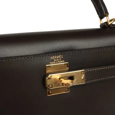 HERMÈS Vintage Hermes Kelly Sellier 28 Ebene Chamonix Gold Hardware | Thumbnail 7