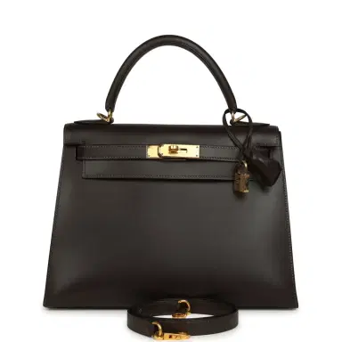 HERMÈS Vintage Hermes Kelly Sellier 28 Ebene Chamonix Gold Hardware | Thumbnail 1