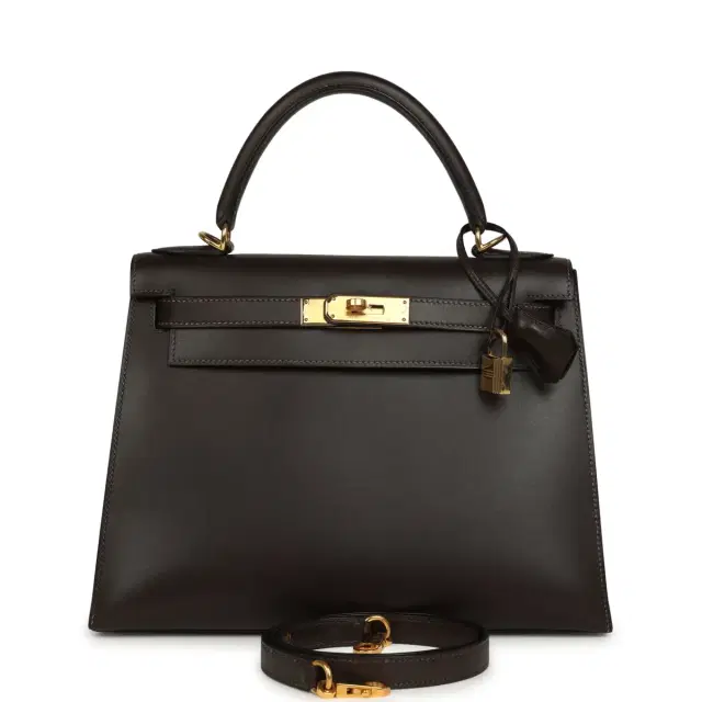 hermes Vintage Hermes Kelly Sellier 28 Ebene Chamonix Gold Hardware