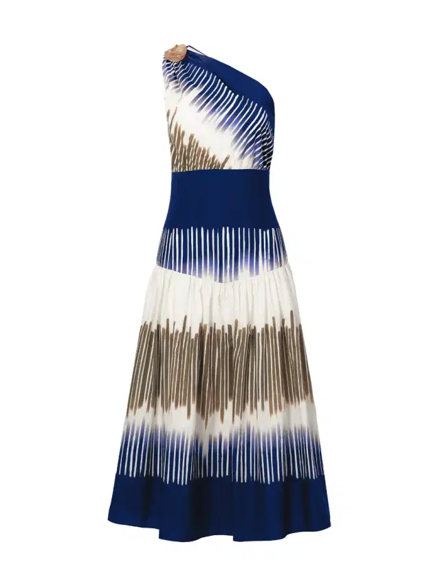 Silvia Tcherassi Catalina One-Shoulder Cotton Midi Dress