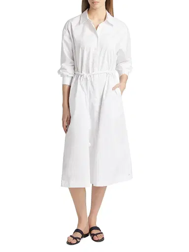 XÍRENA Women's Katia Cotton Poplin Tie-Waist Midi-Dress - White | Thumbnail 2