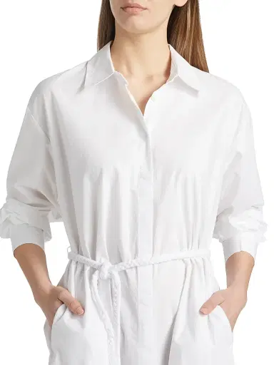 XÍRENA Women's Katia Cotton Poplin Tie-Waist Midi-Dress - White | Thumbnail 6