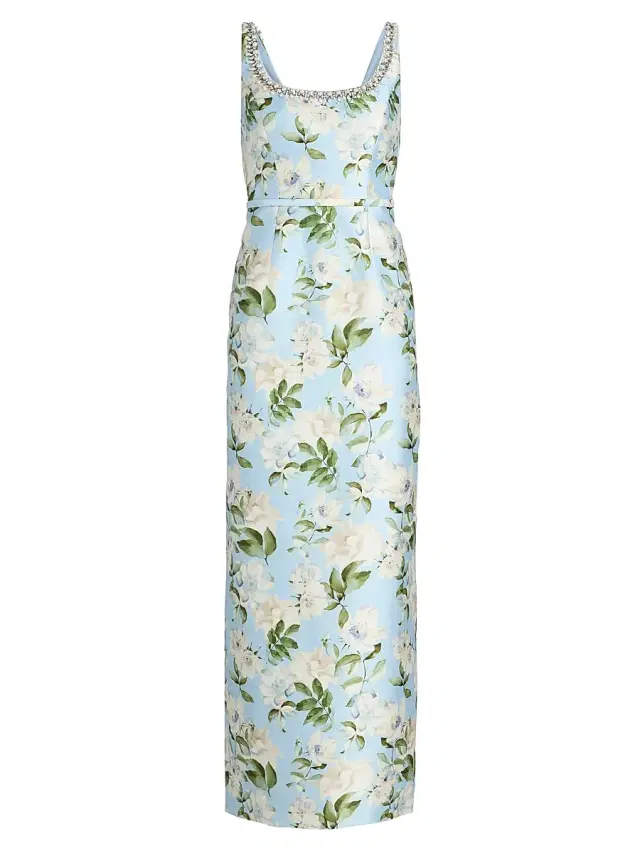 SACHIN BABI Women's Lana Embellished Floral Silk-Blend Gown - Sky Camellia