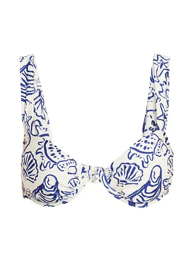 Women's Anniston Printed Ruched Cup Bikini Top - Blueberry Multi