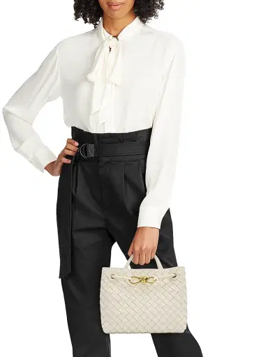 Bottega Veneta Women's Andiamo Small Intrecciato Leather Top-Handle Bag - Sea Salt | Thumbnail 3