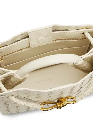 Bottega Veneta Women's Andiamo Small Intrecciato Leather Top-Handle Bag - Sea Salt | Thumbnail 5