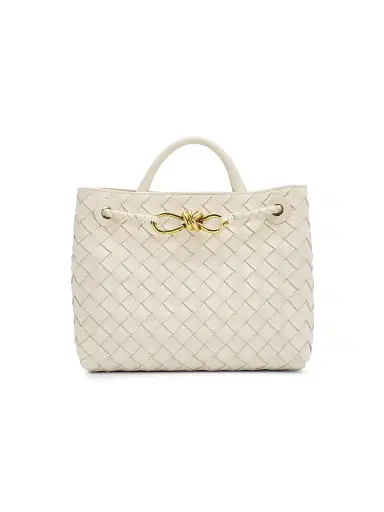 Bottega Veneta Women's Andiamo Small Intrecciato Leather Top-Handle Bag - Sea Salt | Thumbnail 1