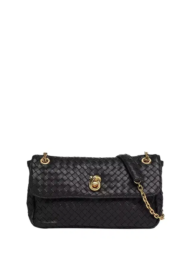 Bottega Veneta Women's Madison Intrecciato Leather Shoulder Bag - Black Brass