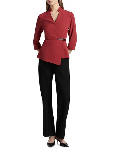 Misook Women's Crepe Side Buckle Wrap Blouse - Russet - Size XXL | Thumbnail 2 Misook Women's Crepe Side Buckle Wrap Blouse - Russet - Size XXL | Thumbnail 2