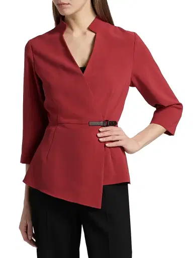 Misook Women's Crepe Side Buckle Wrap Blouse - Russet - Size XXL | Thumbnail 3 Misook Women's Crepe Side Buckle Wrap Blouse - Russet - Size XXL | Thumbnail 3
