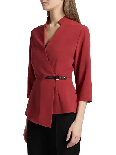 Misook Women's Crepe Side Buckle Wrap Blouse - Russet - Size XXL | Thumbnail 4 Misook Women's Crepe Side Buckle Wrap Blouse - Russet - Size XXL | Thumbnail 4