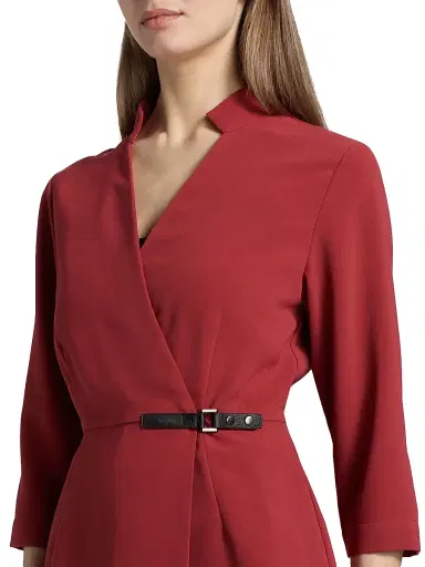Misook Women's Crepe Side Buckle Wrap Blouse - Russet - Size XXL | Thumbnail 6 Misook Women's Crepe Side Buckle Wrap Blouse - Russet - Size XXL | Thumbnail 6