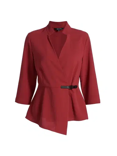 Misook Women's Crepe Side Buckle Wrap Blouse - Russet - Size XXL | Thumbnail 1 Misook Women's Crepe Side Buckle Wrap Blouse - Russet - Size XXL | Thumbnail 1