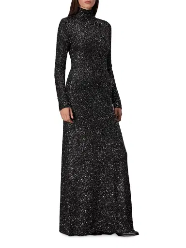 rag & bone Women's Danni Metallic Knit Turtleneck Gown - Black | Thumbnail 2 rag & bone Women's Danni Metallic Knit Turtleneck Gown - Black | Thumbnail 2