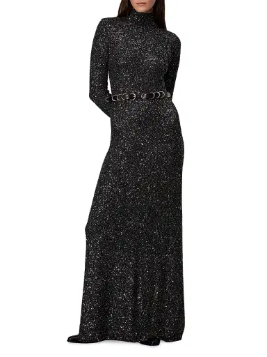 rag & bone Women's Danni Metallic Knit Turtleneck Gown - Black | Thumbnail 3 rag & bone Women's Danni Metallic Knit Turtleneck Gown - Black | Thumbnail 3