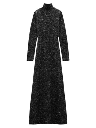 rag & bone Women's Danni Metallic Knit Turtleneck Gown - Black | Thumbnail 1 rag & bone Women's Danni Metallic Knit Turtleneck Gown - Black | Thumbnail 1