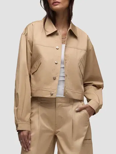 Hudson Jeans Women's Gigi Swing Trucker Jacket - Almond | Thumbnail 4 Hudson Jeans Women's Gigi Swing Trucker Jacket - Almond | Thumbnail 4