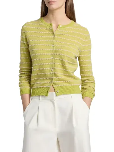 Guest In Residence Women's Jane Pebble-Striped Cashmere Cardigan | Thumbnail 3