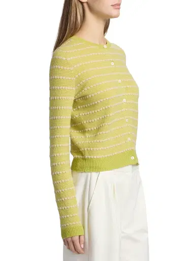 Guest In Residence Women's Jane Pebble-Striped Cashmere Cardigan | Thumbnail 4