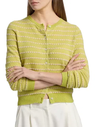 Guest In Residence Women's Jane Pebble-Striped Cashmere Cardigan | Thumbnail 6