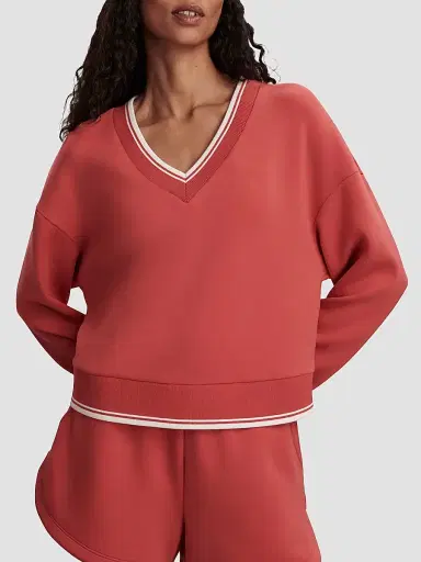 Varley Women's Blithe DoubleSoft Striped-Trim Sweatshirt | Thumbnail 3 Varley Women's Blithe DoubleSoft Striped-Trim Sweatshirt | Thumbnail 3
