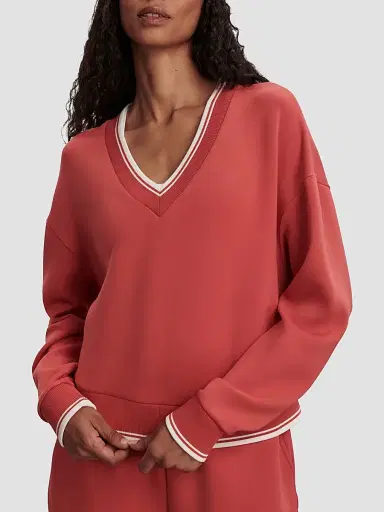 Varley Women's Blithe DoubleSoft Striped-Trim Sweatshirt | Thumbnail 4 Varley Women's Blithe DoubleSoft Striped-Trim Sweatshirt | Thumbnail 4