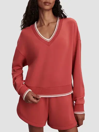 Varley Women's Blithe DoubleSoft Striped-Trim Sweatshirt | Thumbnail 5 Varley Women's Blithe DoubleSoft Striped-Trim Sweatshirt | Thumbnail 5