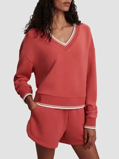 Varley Women's Blithe DoubleSoft Striped-Trim Sweatshirt | Thumbnail 6 Varley Women's Blithe DoubleSoft Striped-Trim Sweatshirt | Thumbnail 6