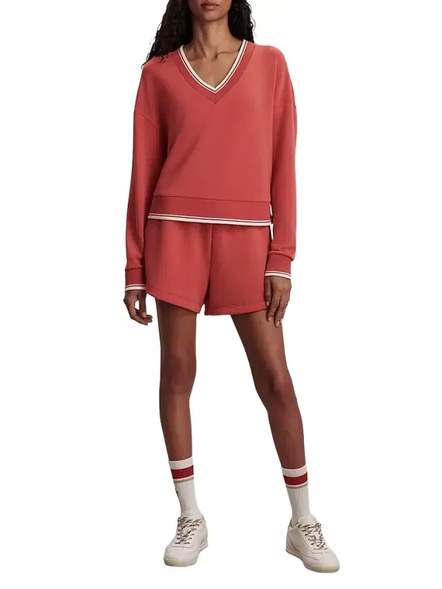 Varley Women's Blithe DoubleSoft Striped-Trim Sweatshirt - Baked Apple