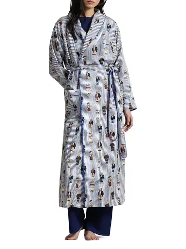 Polo Ralph Lauren Women's Heritage Cotton Striped Polo Bear Robe | Thumbnail 2