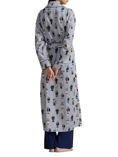 Polo Ralph Lauren Women's Heritage Cotton Striped Polo Bear Robe | Thumbnail 3