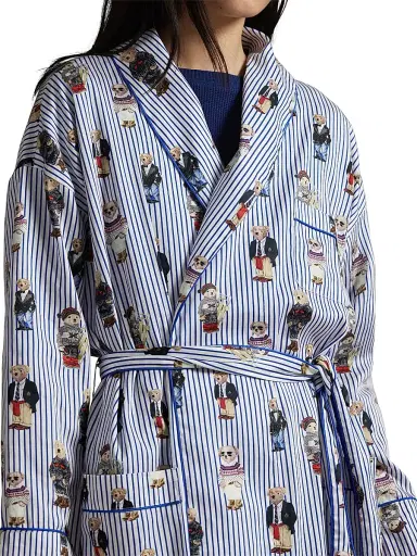 Polo Ralph Lauren Women's Heritage Cotton Striped Polo Bear Robe | Thumbnail 5