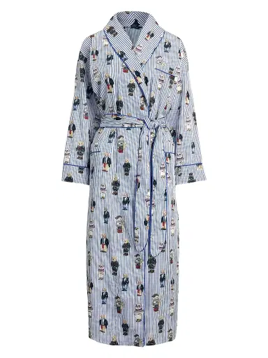 Polo Ralph Lauren Women's Heritage Cotton Striped Polo Bear Robe | Thumbnail 1