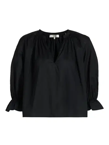FRAME Women's The Poet Cotton Blouse - Navy | Thumbnail 1