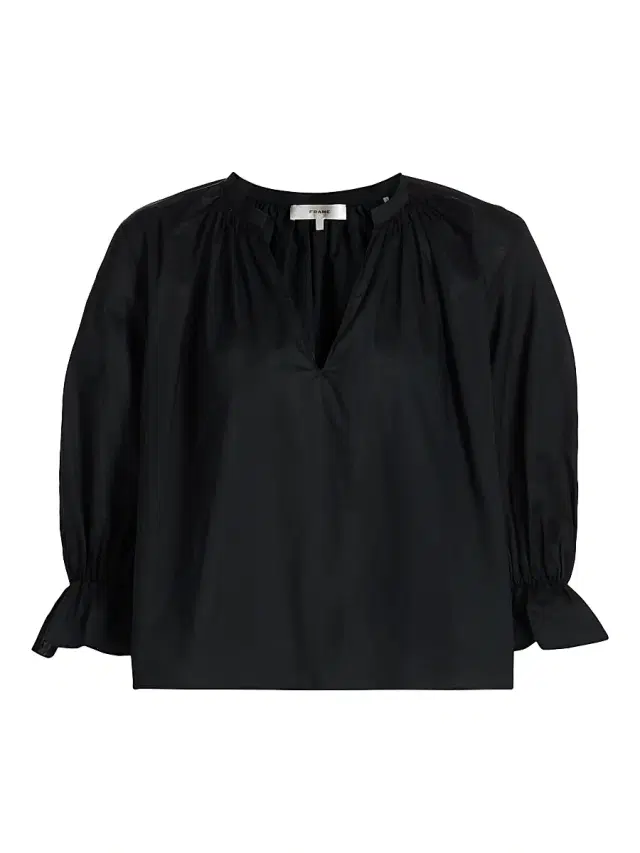 FRAME Women's The Poet Cotton Blouse - Navy