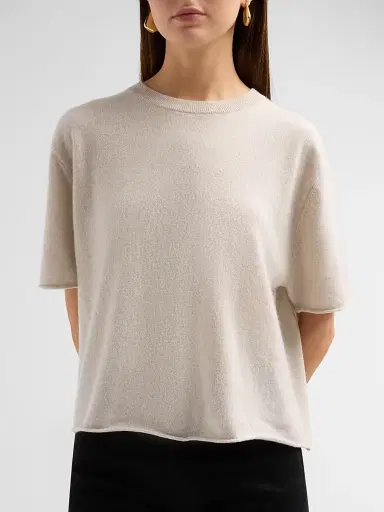 Lisa Yang Women's Cila Cashmere Crewneck T-Shirt - Oyster | Thumbnail 5 Lisa Yang Women's Cila Cashmere Crewneck T-Shirt - Oyster | Thumbnail 5
