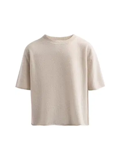 Lisa Yang Women's Cila Cashmere Crewneck T-Shirt - Oyster | Thumbnail 1 Lisa Yang Women's Cila Cashmere Crewneck T-Shirt - Oyster | Thumbnail 1