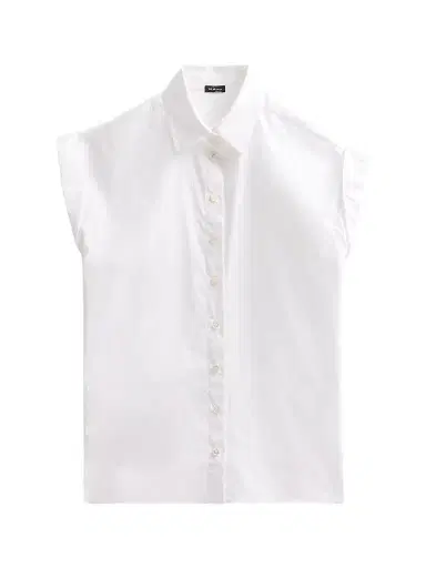 Kiton Women's Cotton Poplin Cap-Sleeve Shirt - White | Thumbnail 1