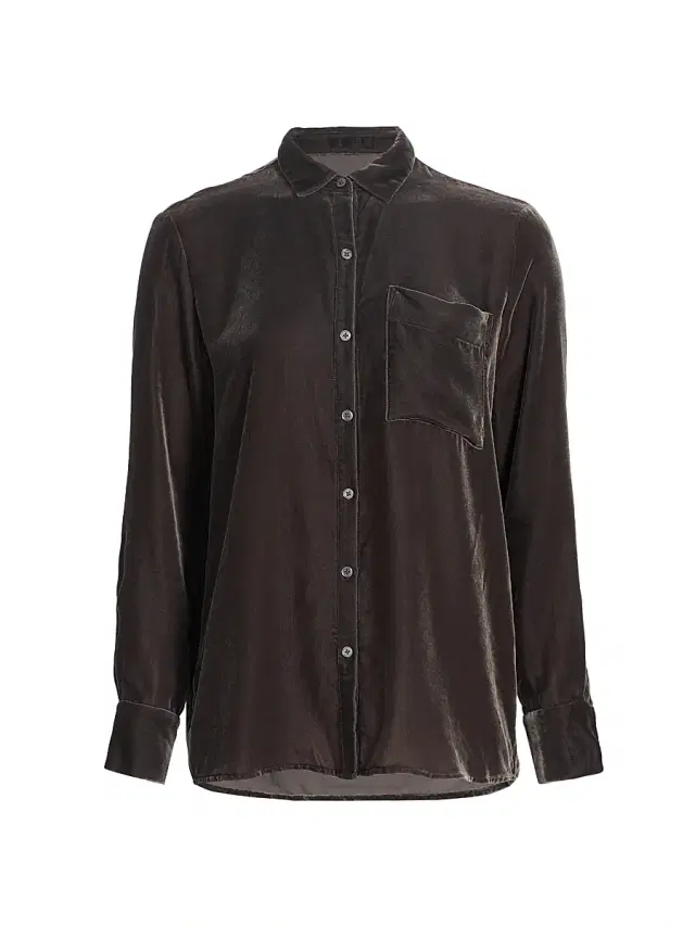 ATM Anthony Thomas Melillo Women's Boyfriend Oversized Velvet Shirt - Truffle Grey