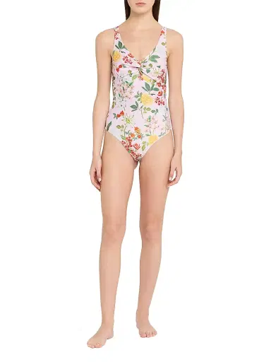 VERANDAH Women's Ammama Twisted Drape One-Piece Swimsuit - Blush Multi Floral - Size XL | Thumbnail 2